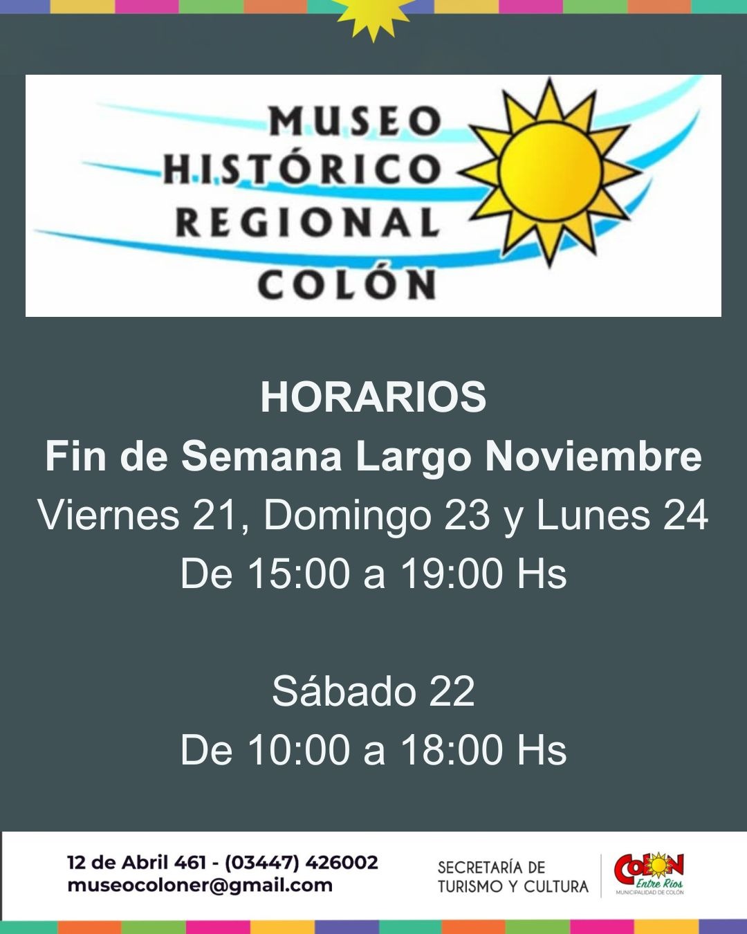 Hoy viernes el museo permanecerá cerrado en la mañana. Abierto a partir de las 1900 hs para la Noche de los Museos